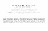 MACK-CALI REALTY CORPORATION FOURTH QUARTER 2007€¦ · MACK-CALI REALTY CORPORATION FOURTH QUARTER 2007 Supplemental Operating and Financial Data This Supplemental Operating and