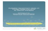 Australian Government rebate on Private Health Insurance ... · Australian Government rebate on Private Health Insurance for Natural Therapies Submission to the Department of Health