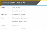 Master Class on GST - WIRC of ICSI 2017... · Presentation is based on revised Model GST Law (‘RMGL’)put on public domain on 26.11.2016 RMGL is in draft form and hence can be