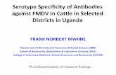 Serotype Specificity of Antibodies against FMDV in Cattle ... · Serotype Specificity of Antibodies against FMDV in Cattle in Selected Districts in Uganda FRANK NORBERT MWIINE Department