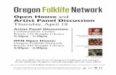 Open House and Artist Panel Discussion Thursday, April 18 · Daniela Mahoney: Slovak/Ukrainian egg decorating and talk Mark Ross: Traditional old time music Thursday, April 18 The