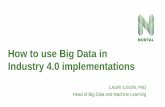 How to use Big Data in Industry 4.0 implementations...Sensor Factory Value chain Constant data flow Collect, Analyze Visualize, Report Learning, Optimizing, Monitoring, Pattern detection