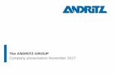 ANDRITZ company presentation - November 2017 · (including non-controlling interests) MEUR 191.4 274.8 Employees (as of end of period; without apprentices) -25,686 25,162 ANDRITZ