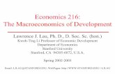 Economics 216: The Macroeconomics of Developmentljlau/Courses/Econ216/216Lecture1.pdf · itself and along ethnic, class and geographical lines); equality of opportunities (consumption