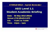 AEG Apr12Sem-Acad Briefing Level 1.1 (020512)...M01 M02 M03 M04 M05 M06 M07 M08 M09 M10 2,400 training hours in AMTO AML Aircraft Maintenance Licence Lufthansa Technical Training Attachment