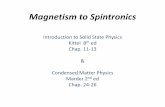 Magnetism to Spintronicsspin/course/106F/Lecture 3...Introduction to Solid State Physics Kittel 8th ed Chap. 11-13 & Condensed Matter Physics Marder 2nd ed Chap. 24-26 Magnetism -1