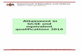 Attainment in GCSE and - Isle of Man Government · Attainment in GCSE and equivalent qualifications 2016 . Department of Education and Children, Hamilton House, Peel Road, Douglas,