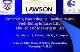 Enhancing Psychological Resiliency and Well-Being in Later Life: … · 2020-04-06 · Enhancing Psychological Resiliency and Well-Being in Later Life: The Role of Meaning in Life