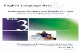 English Language Arts · The Assessment Anchor appears in the shaded bar across the top of each Assessment Anchor table. The Assessment Anchors represent categories of subject matter