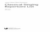 London College of Music Examinations Classical …...Introduction and General Guidelines Introduction This repertoire list is for LCM Examinations in ‘Classical Singing’. The core