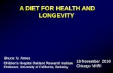 A DIET FOR HEALTH AND LONGEVITY...•Triage theory posits as a results of recurrent shortages of micronutrients during evolution, natural selected developed a metabolic rebalancing