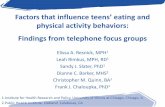 physical activity behaviors: Findings from telephone focus ......Factors that influence teens’ eating and physical activity behaviors: Findings from telephone focus groups Elissa