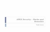 APEX Security Hacks and Remedies - Amazon S3 · 2015-03-06 · APEX Security – Hacks and Remedies Todd Arave . Background using Oracle technology since 1997 using APEX since 2008