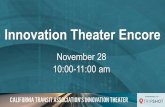 Innovation Theater Encore - California Transit … Elements...City of Pasadena Transit FULL PROJECT SCOPE 30 Fixed route buses –Over $1 million Automated Voice Annunciator System