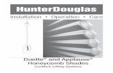 Installation Operation Care - Hunter Douglascdn.hunterdouglas.com/static/product/DU-AP... · Thank you for purchasing Hunter Douglas Duette ... Mark 3" from each jamb. If more than