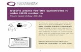 CQC’s plans for the questions it asks NHS patients...1 CQC’s plans for the questions it asks NHS patients Easy read (May 2016) This is an easy read version of the document ‘Consultation: