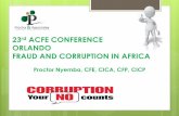 ORLANDO FRAUD AND CORRUPTION IN AFRICA · Sources of Corruption in Africa Include Lack of transparency and accountability in the public sector/private sector Poor regulation of political