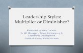 Leadership Styles: Multiplier or Diminisher?...Take the first step… O Find your extremes O Improve on your strength/Neutralize your biggest Diminisher trait O Multipliersbook.com
