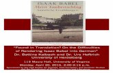 “Found in Translation? On the Difficulties of Rendering ... · of Rendering Isaac Babel into German” Dr. Bettina Kaibach and Dr. Urs Heftrich University of Heidelberg 115 Maury