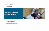 IOS XR - IP Fast Convergence...Mechanisms available on XR platforms (CRS-1, 12k XR) that allows Service Providers to achieve subsecond convergence: IGP Fast convergence IPoDWDM proactive