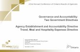 Governance and Accountability: Two Government Directives ...€¦ · Two Government Directives Agency Establishment and Accountability Directive Travel, Meal and Hospitality Expenses