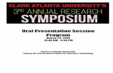 Oral Presentation Session ProgramOral Presentation Session Program March 29, 2018 10:00 AM - 4:30 PM Delores P. Aldrige Auditorium Thomas W. Cole Research Center for Science & Technology