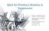 Q&A for Produce Washes & Treatments · 3-302.15 Washing Fruits and Vegetables. (A)…raw fruits and vegetables shall be thoroughly washed in water to remove soil and other contaminants