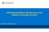 Utilizing OpenStack Infrastructure for Research …...OpenStack Hardware OpenStack Distro: Cinder Storage: Red Hat OSP8 (Liberty)Small Ceph pool (64TB) NexentaStor iSCSI (1PB) Type