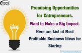 Promising Opportunities for Entrepreneurs. Want to Make a ... · ingredient of commercial products called bleaching powder, chlorine powder, or chlorinated lime, used for water treatment