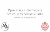 Open IE as an Intermediate Structure for Semantic Tasks · Open IE as an Intermediate Structure for Semantic Tasks Gabriel Stanovsky, Ido Dagan and Mausam. Sentence Level Semantic