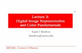 #1 Lecture 3: Digital Image Representation and Color ...dept.me.umn.edu/courses/me5286/vision/Notes/2015/ME5286-Lectu… · Digital Image Representation and Color Fundamentals Saad