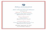 2017 Annual Awards Dinner - Appeal of Conscience Foundation · APPEAL OF CONSCIENCE FOUNDATION ~ 2017 ANNUAL AWARDS DINNER MAY 27, 2014 ! JERUSALEM – ! e Ecumenical Patriarch Bartholomew
