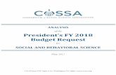 President’s FY 2018 Budget Request - COSSA€¦ · amount proposed in the President’s FY 2018 budget request, and a comparison between each enacted appropriation year and the