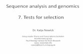 Sequence analysis and genomics 7. Tests for selection€¦ · Sequence analysis and genomics 7. Tests for selection Dr. Katja Nowick Group leader TFome and Transcriptome Evolution