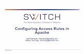 Configuring Access Rules in Apache - SWITCH€¦ · Configuring Access Rules in Apache  AuthType shibboleth require valid-user