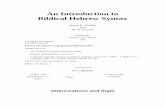 An Introduction to Biblical Hebrew Syntaxareopage.net/PDF/waltke.pdf · An Introduction to Biblical Hebrew Syntax is in two senses an intermediary grammar of the language of the Hebrew