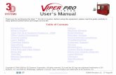 User s Manual - Treatstock User... · user’s manual. 70696 Revision 1C 27-Aug-08. Introduction to the Viper ™ Pro SLA ® System. The Viper ™ Pro SLA ® system is a 3-D Production