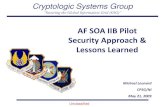 AF SOA IIB Pilot Security Approach & Lessons Learned SOA 200… · AF SOA IIB Pilot Security Approach & Lessons Learned Michael Leonard CPSG/NI May 21, 2009. Unclassified “Securing
