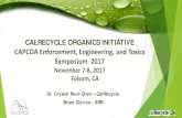 CALRECYCLE ORGANICS INITIATIVE · 1 CALRECYCLE ORGANICS INITIATIVE CAPCOA Enforcement, Engineering, and Toxics Symposium 2017 November 7-8, 2017 Folsom, CA Dr. Crystal Reul-Chen –