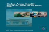 Annual and Quality of Care Report 2008...2 Colac Area Health Vision Colac Area Health aims to be a recognised leader in the development and provision of responsive, integrated health