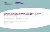 International Visits Control Office guidance notes for MOD List X … · 2015-05-19 · International Visits Control Office Guidance Notes for MOD List X Contractors . Contents Page