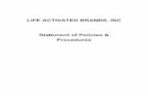 LIFE ACTIVATED BRANDS, INC Statement of Policies & Procedures · STATEMENT OF POLICIES & PROCEDURES PAGE 2 OF 48 Table of Contents ... situations with upline and downline Independent