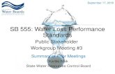 SB 555: Water Loss Performance Standards · SB 555: Water Loss Performance Standards Public Stakeholder Workgroup Meeting #3. Summary of Prior Meetings. Kartiki Naik. State Water