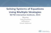 Solving Systems of Equations Using Multiple Strategies · graphs, because points of intersection satisfy both equations simultaneously. 8.EE.8b Solve systems of two linear equations