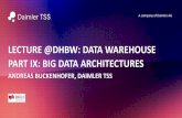 LECTURE @DHBW: DATA WAREHOUSE PART IX: BIG DATA ARCHITECTURESbuckenhofer/20182DWH/Bucken... · 2018-10-17 · Store the data as it is. No transformations. • Immutability Don’t