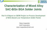Characterization of Mixed Alloy SAC-BiSn BGA Solder Jointsthor.inemi.org/webdownload/2018/Process_Dev_of... · Characterization of Mixed Alloy SAC-BiSn BGA Solder Joints ... Keep