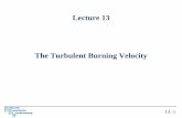 Lecture 13 The Turbulent Burning Velocity · burning velocity ratio s T /s L plotted as a function of v'/s L, called the burning velocity diagram. When experimental data from different