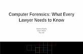 Computer Forensics: What Every Lawyer Needs to Know...• Computer forensic work is an art • Your computer forensic expert needs background facts to investigate • How/where company