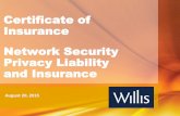 Certificate of Insurance Network Security Privacy ... · CERTIFICATE OF INSURANCE IMPORTANT: If the certificate holder is an ADDITIONAL INSURED, the policy(ies) must be endorsed.