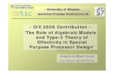 - CIE 2006 Contribution - ‘The Role of Algebraic Models ... · Effectivity in Special Purpose Processor Design ... ad-hoc applications & symbolic calculation environments. introduction